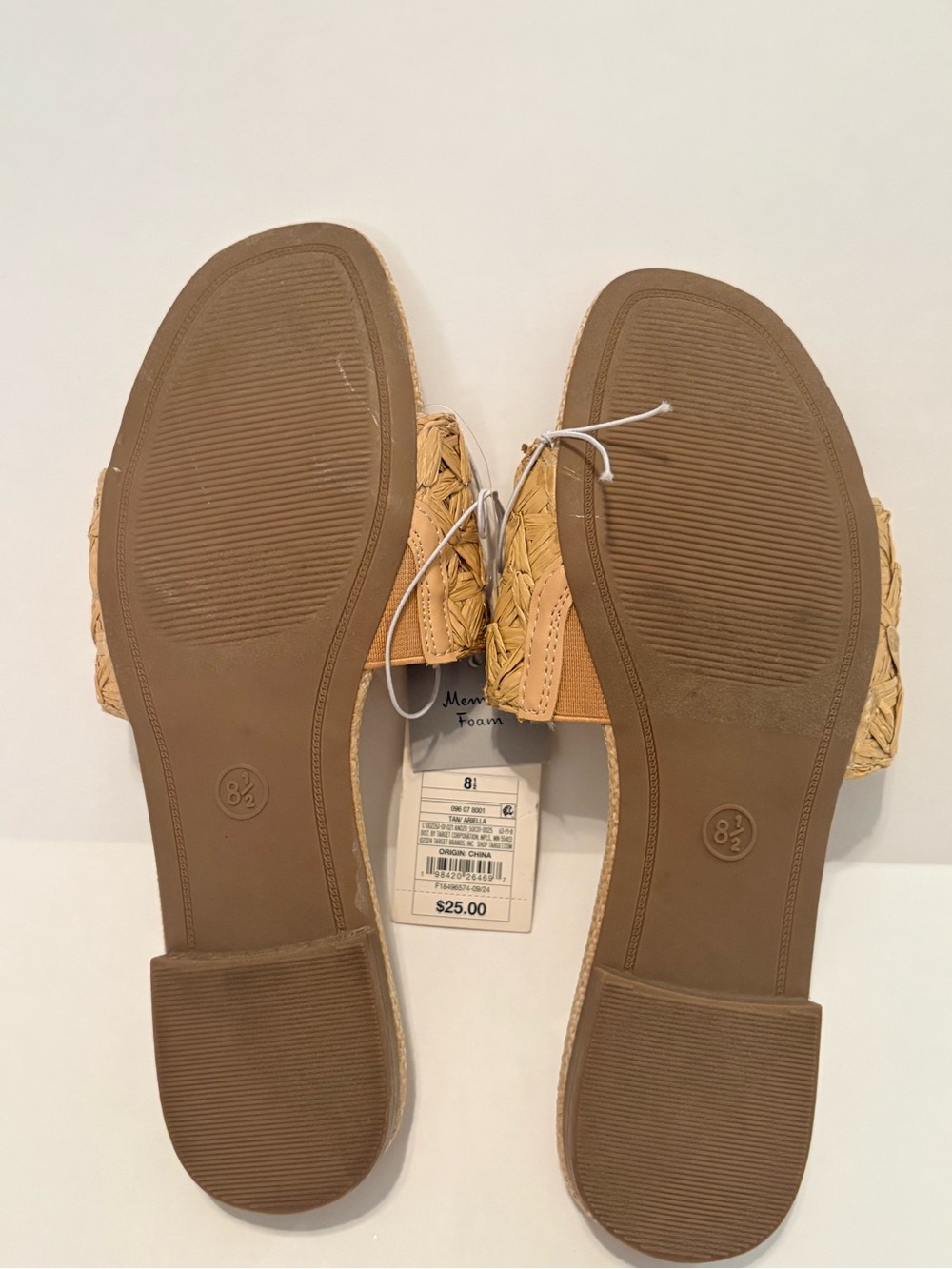 A New Day Raffia Slide Sandals Natural Woven Memory Foam Women’s Size 8.5 NWT - Picture 3 of 4